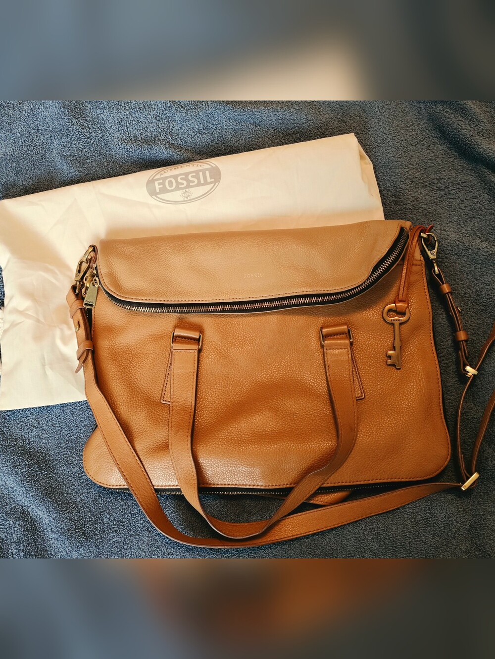 Fossil Preston Camel/Tan Expandable Leather Bag
